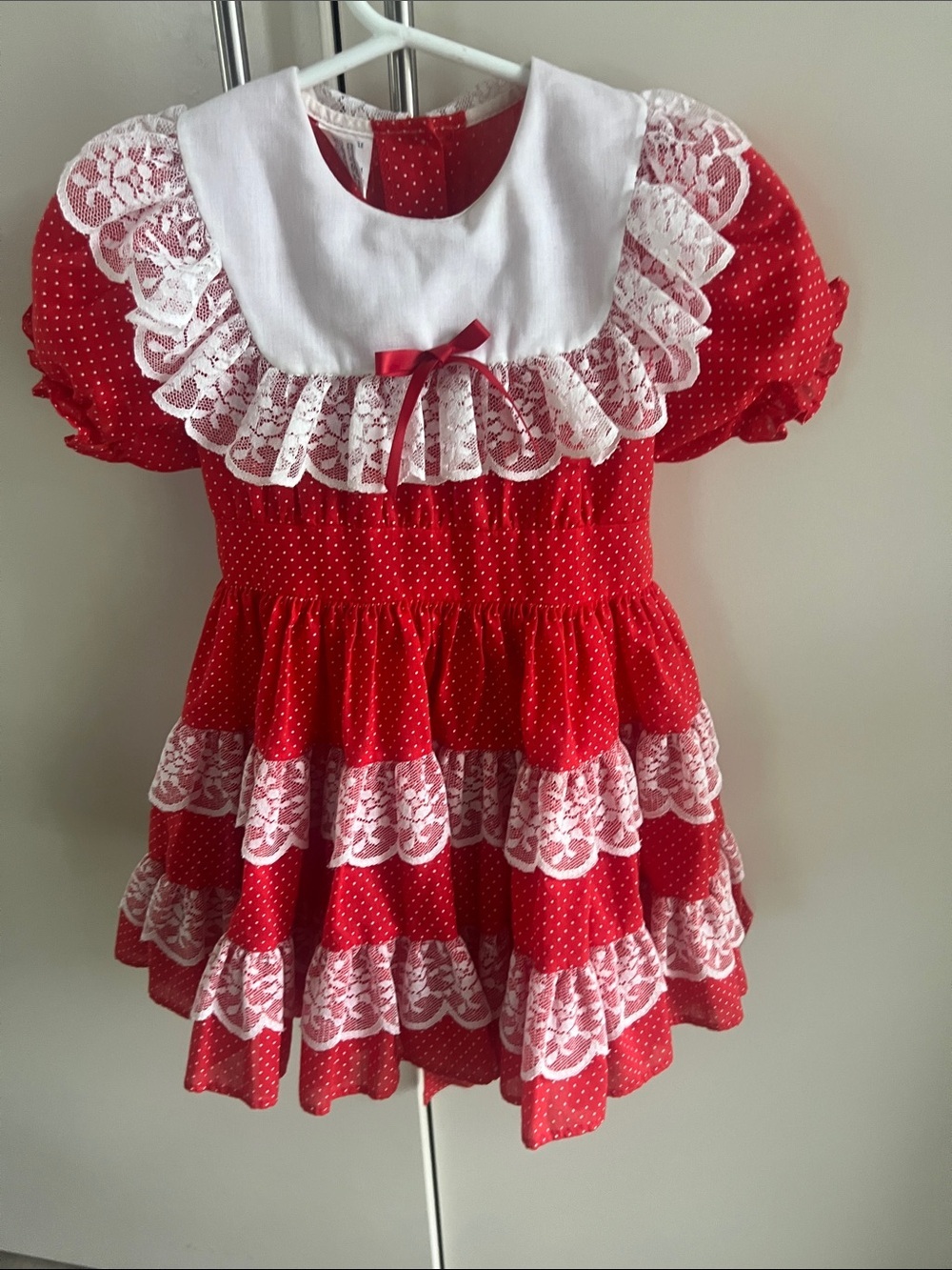 Vintage Mini World Red Polka Dot and Lace Dress